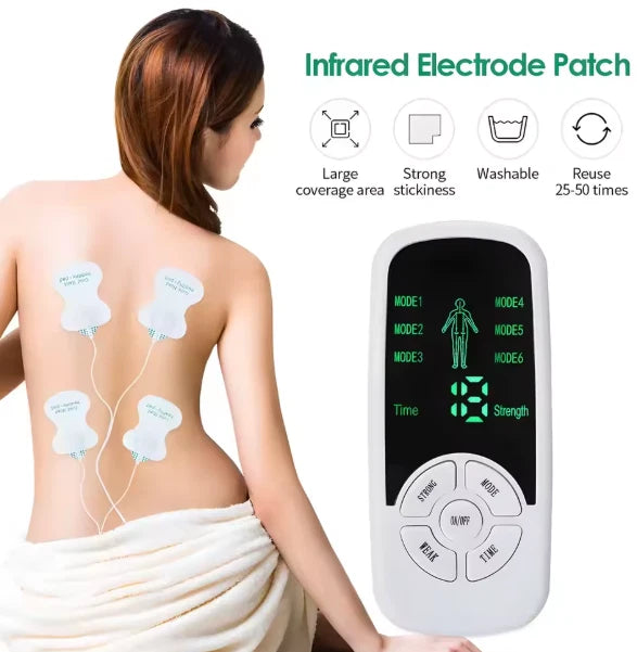 Tens Machine Therapy Pads Back Muscle Electrical Stimulator Massager Pulse EMS