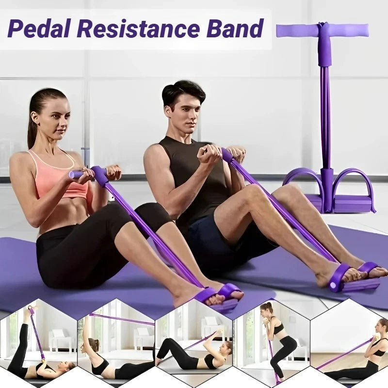 6 Tube Resistance Bands Pedal Exerciser Portable Home Gym Yoga Fitness Workout